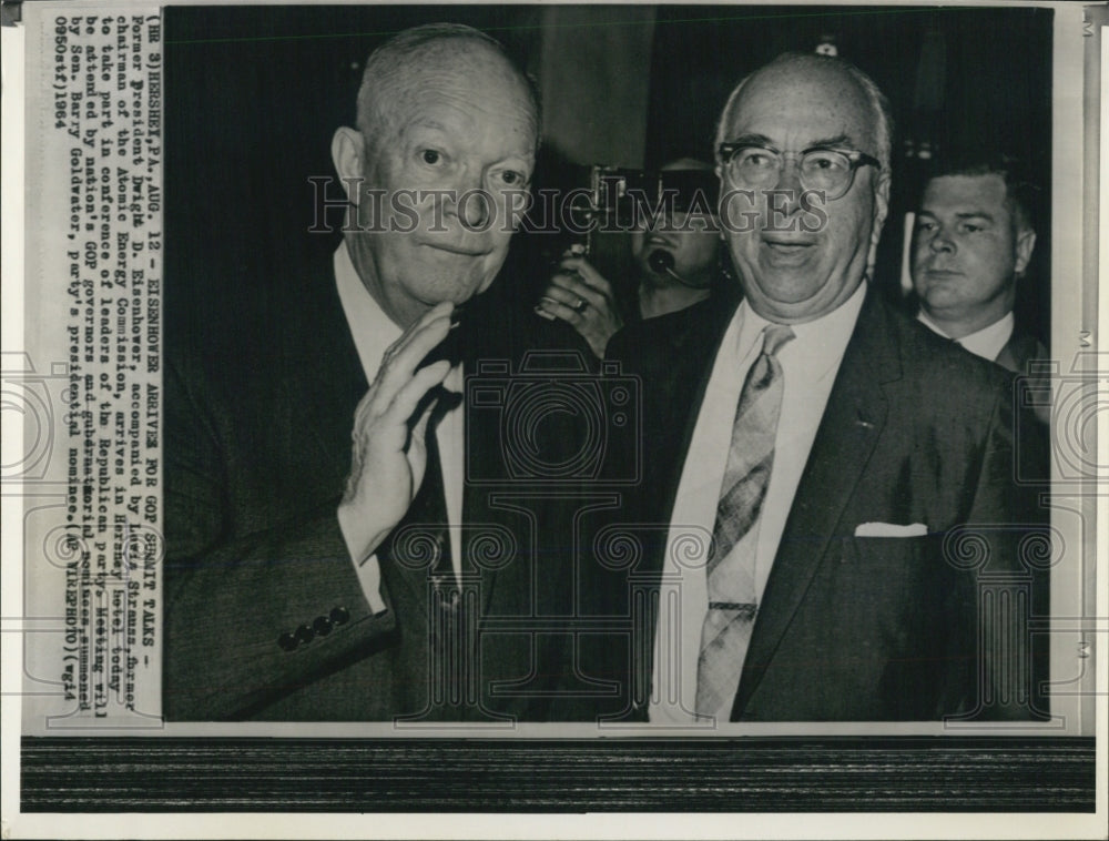 1964 Press Photo Former President Dwight D. Eisenhower with Lewis Strauss - Historic Images