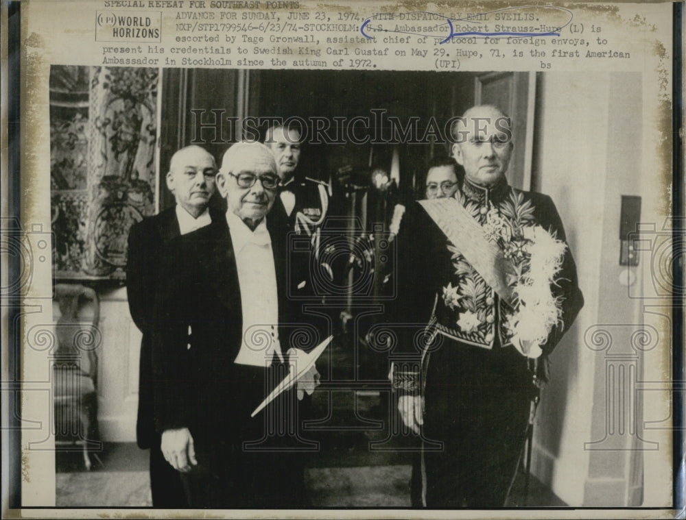 1974 US Ambassador Robert Strausz-Hupe and King Carl Gustaf of Swede-Historic Images