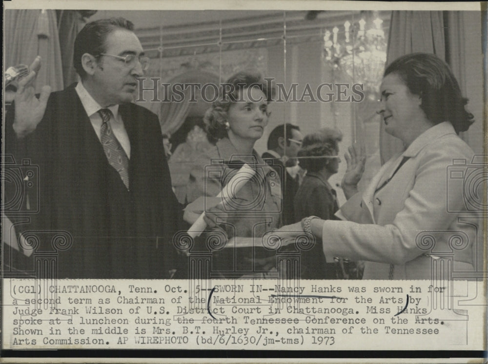 1973 Press Photo Nancy Hanks Sworn In As Chairman National Endowment For Arts - Historic Images