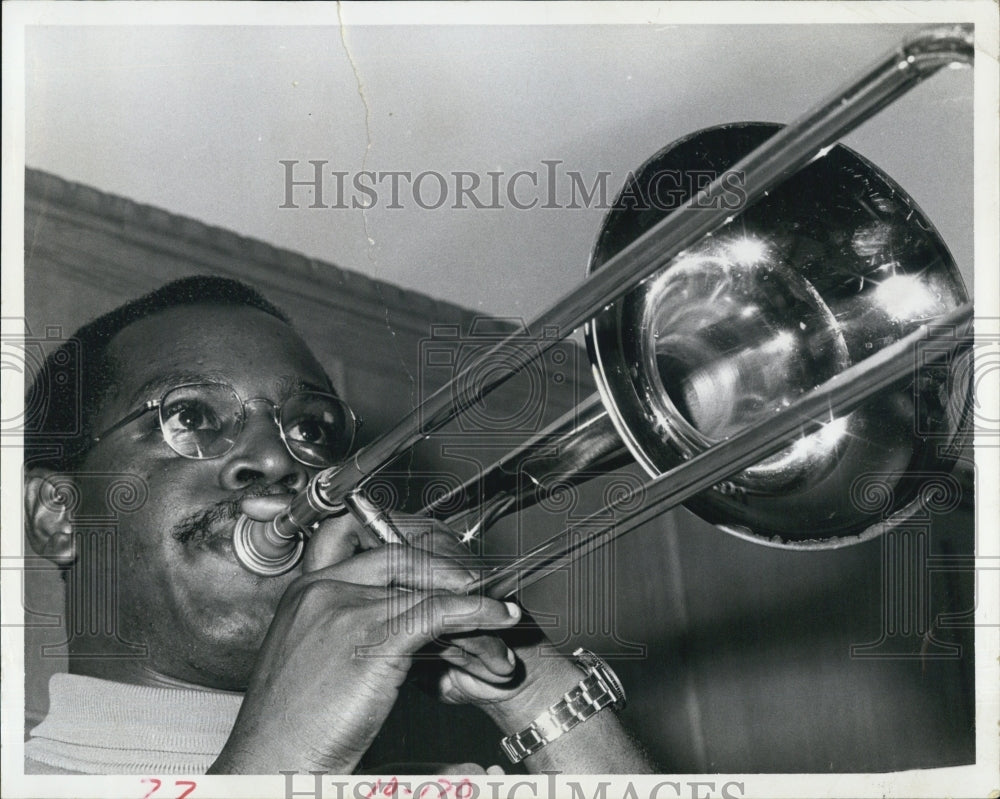 1968 Press Photo Mr Hall playing his trombone - RSJ01701 - Historic Images