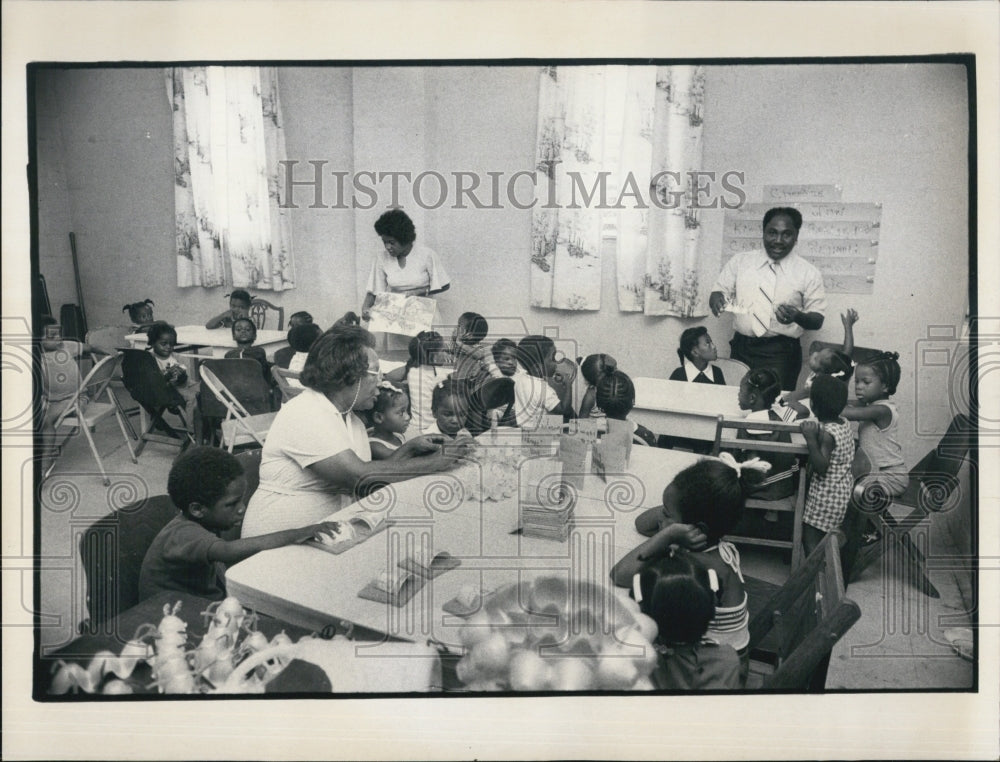 1974 Pastor Clarence Welch and wife at Bible school  - Historic Images