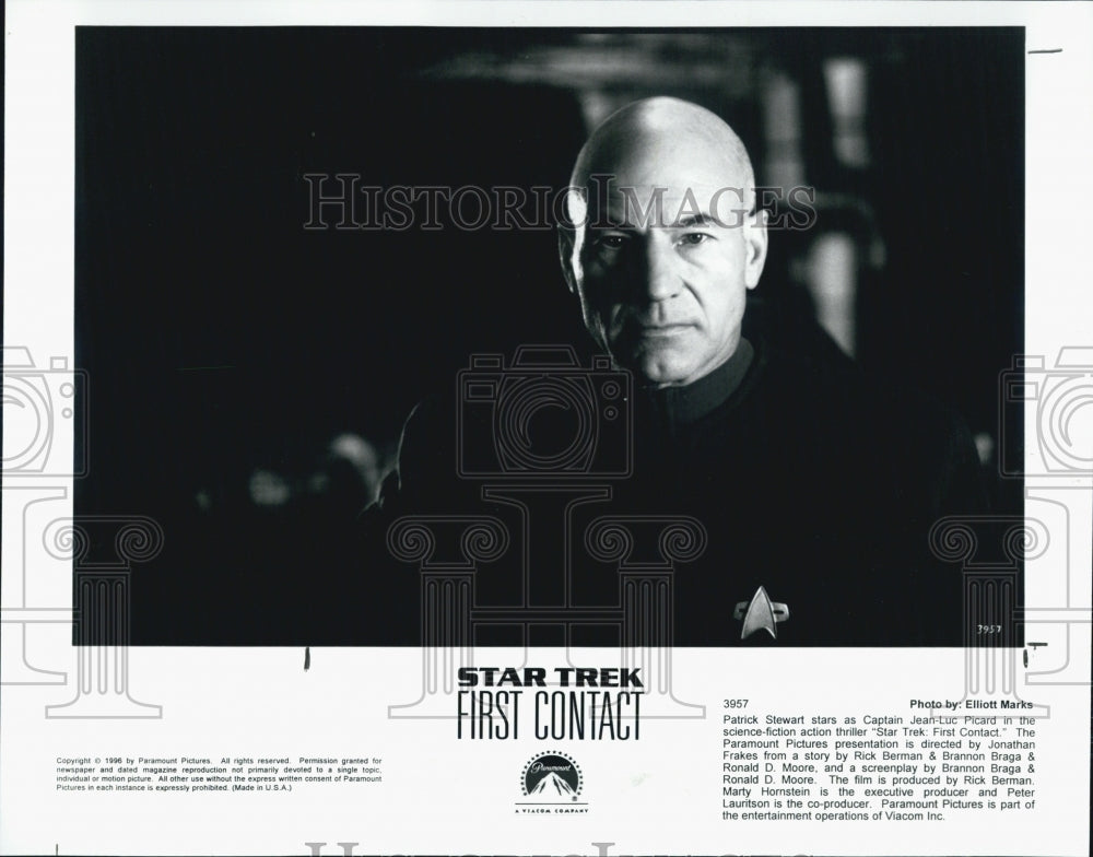 1996 Press Photo Patrick Stewart Actor Captain Jean-Luc Picard Star Trek First - Historic Images