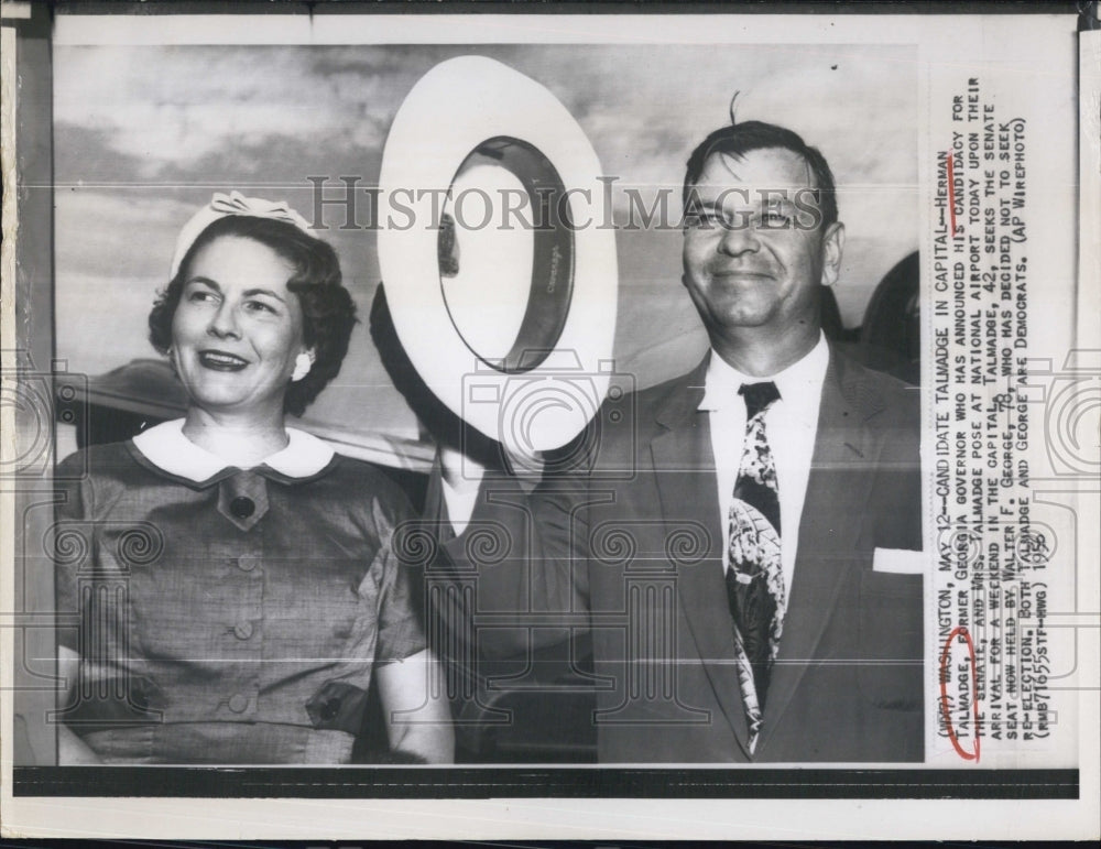 1956 Former Georgia Gov. Herman Talmadge and Mrs. Talmadge - Historic Images