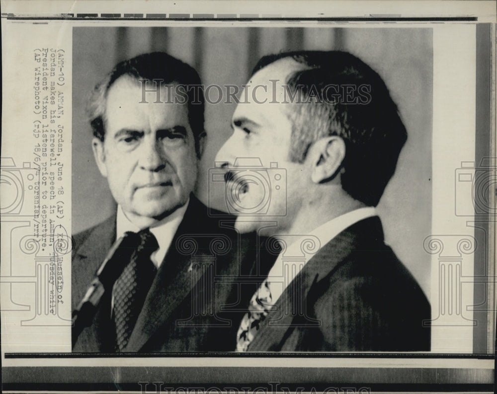 1974 Press Photo King Hussein of Jordan &amp; President Nixon - RSJ02419 - Historic Images