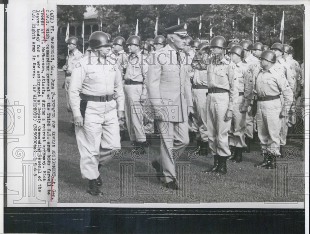 1965 Press Photo Lt. Gen. C.W.G. Rich, Korean Assignment, Ft. McPherson - Historic Images