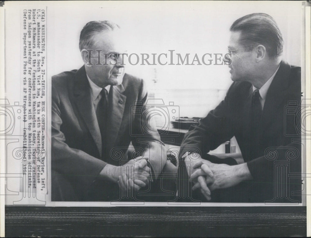 1964 Press Photo U.S. Ambassador to South Vietnam Maxwell Taylor at Pentagon - Historic Images