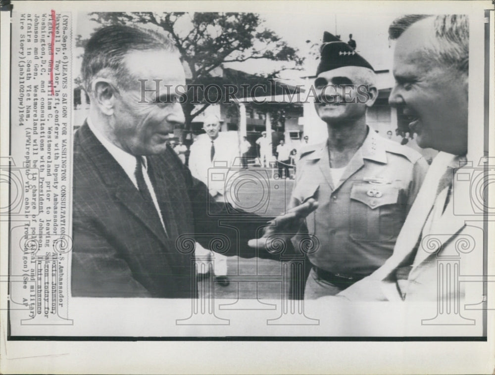 1964 Press Photo Ambassador Maxwell Taylor, Deputy Ambassador Alexis Johnson - Historic Images