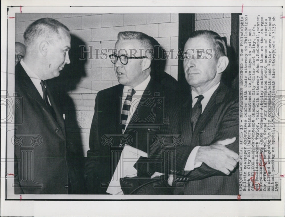 1963 Philadelphia Bulletin Execs Arrested Robert Taylor Earl Selby-Historic Images