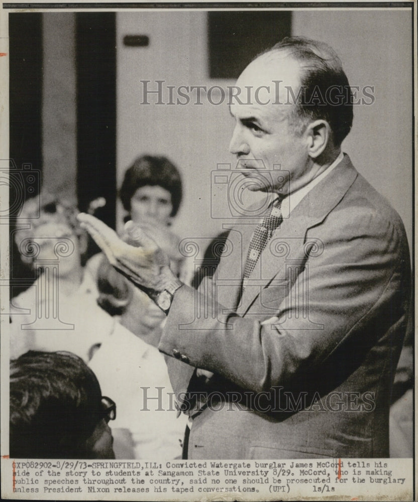 1973 Press Photo James McCord Convicted Watergate Burglar Sangamon State - Historic Images