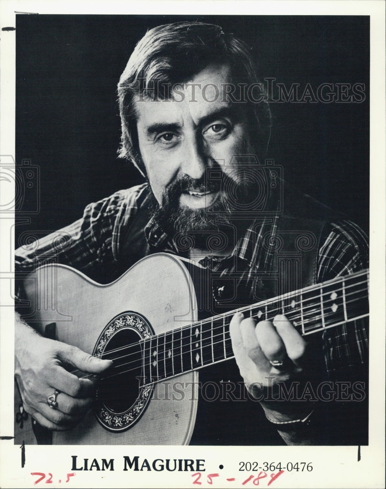 1986 Press Photo Liam Maguire Irish-Scottish Acoustic Folk Musician Guitarist - Historic Images