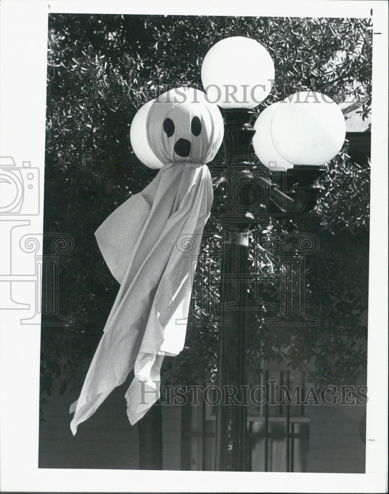 1990 Press Photo Ghost decorations on Tarpon Avenue - Historic Images