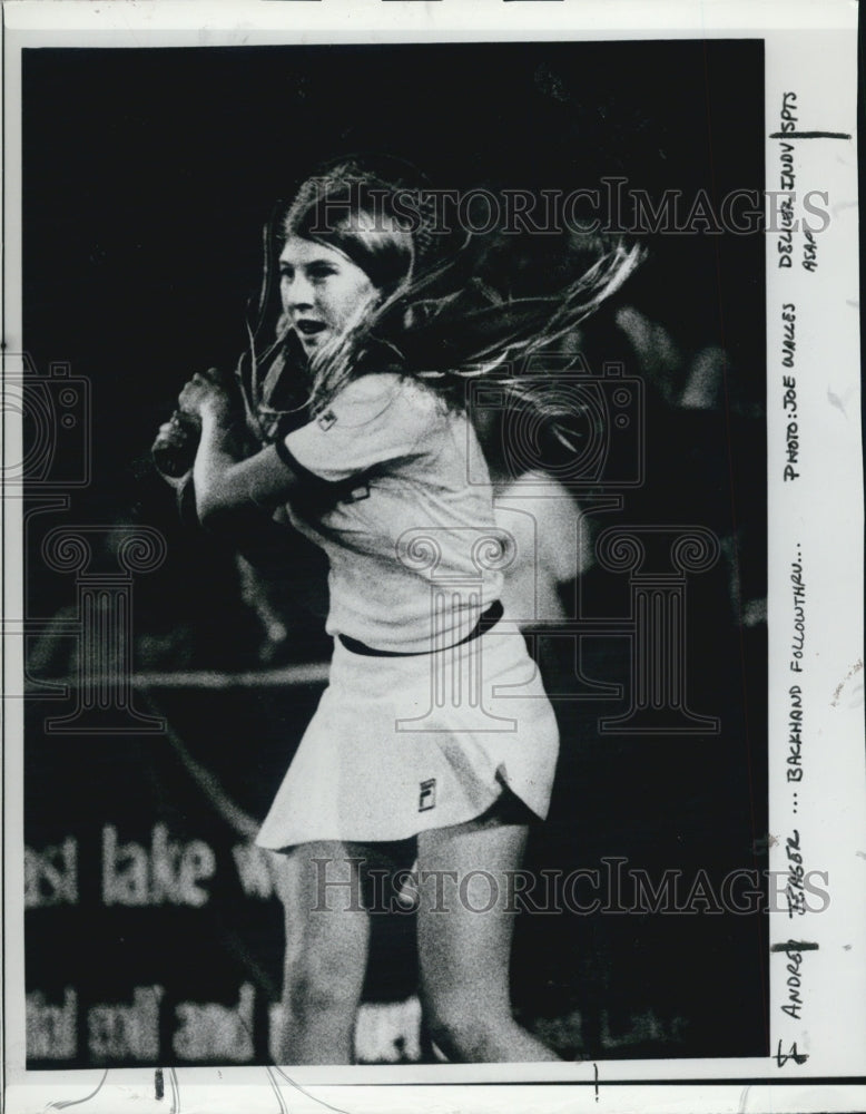 1980 Press Photo Andrea Jaeger on the tennis court - Historic Images