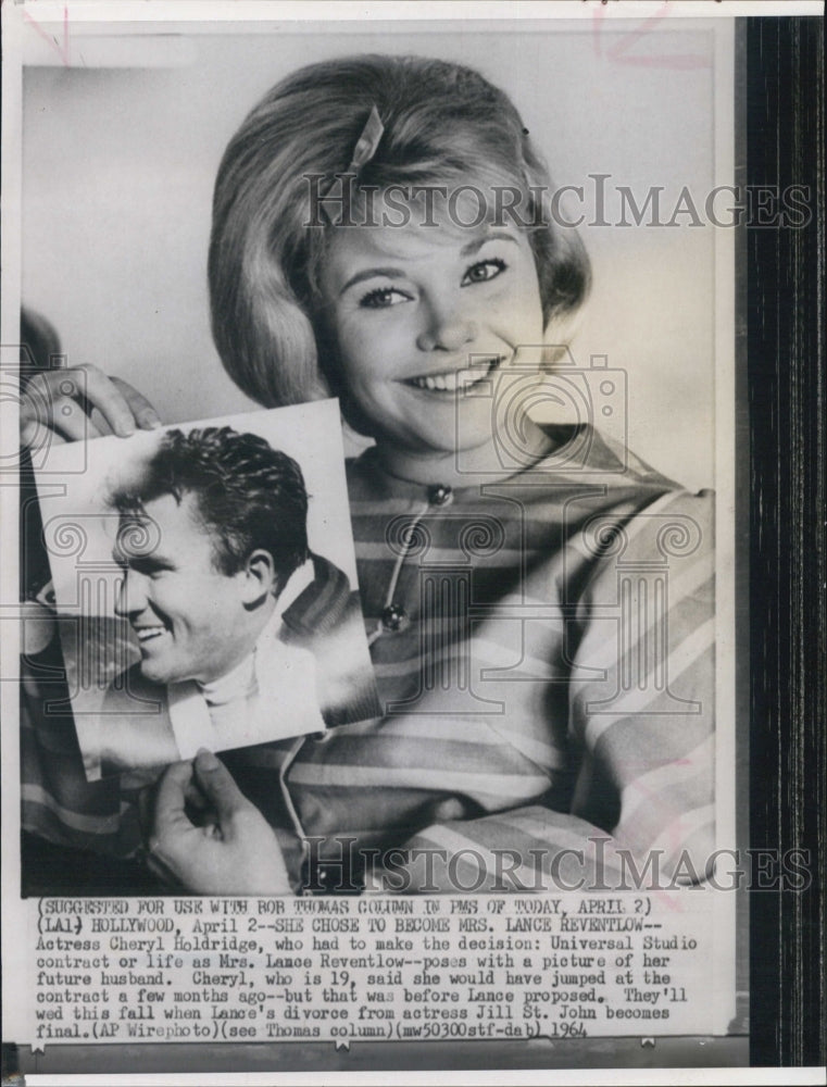 1964 Press PhotoCheryl Holdridge Universal StudioContract Or Mrs Lance Reventlow - Historic Images