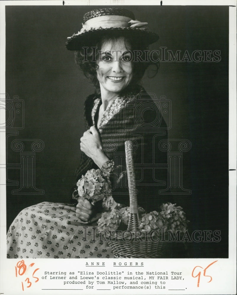 1978 Press Photo Actress Anne Rogers in the Musical &quot;My Fair Lady&quot; - RSJ05063 - Historic Images