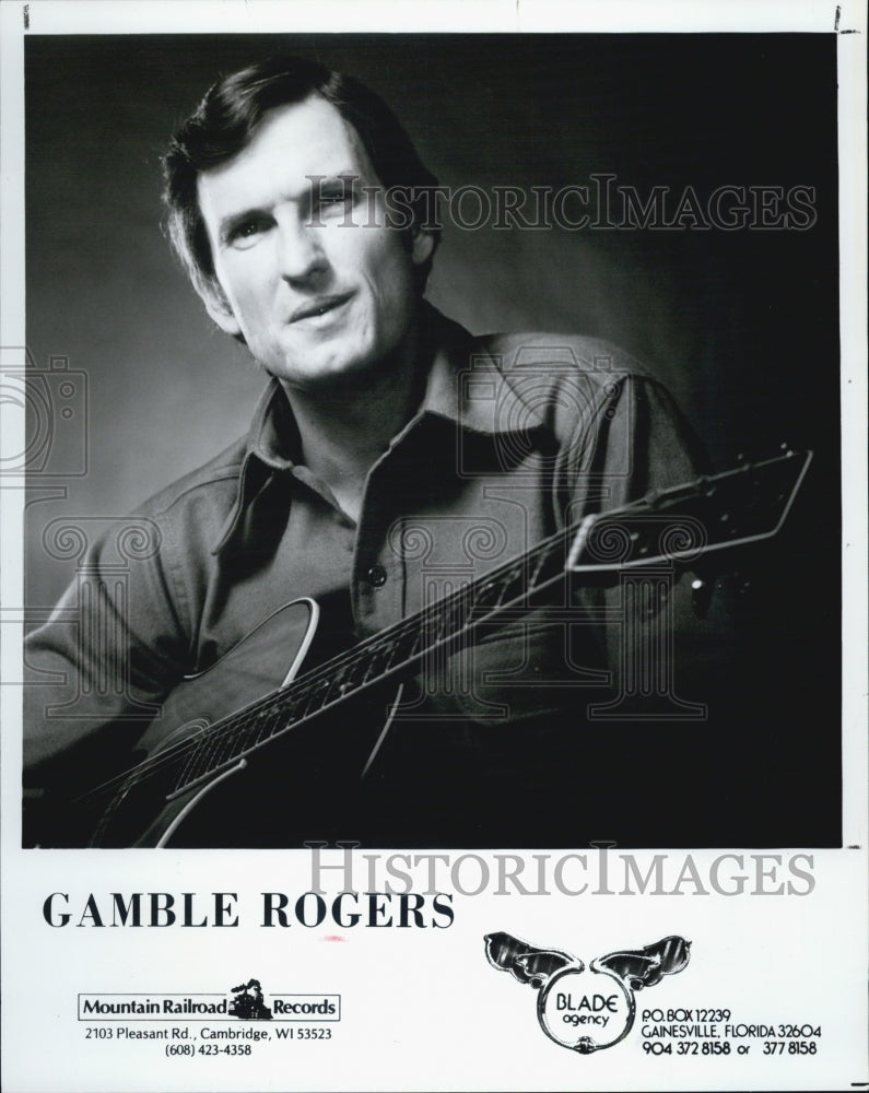 1980 Press Photo Gamble Rogers Mountain Railroad Records Suncoast Music Hall - Historic Images