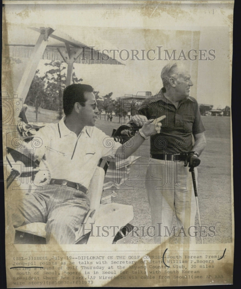 1973 Press Photo South Korea Premier Jong Pil, Secretary Of State William Rogers - Historic Images