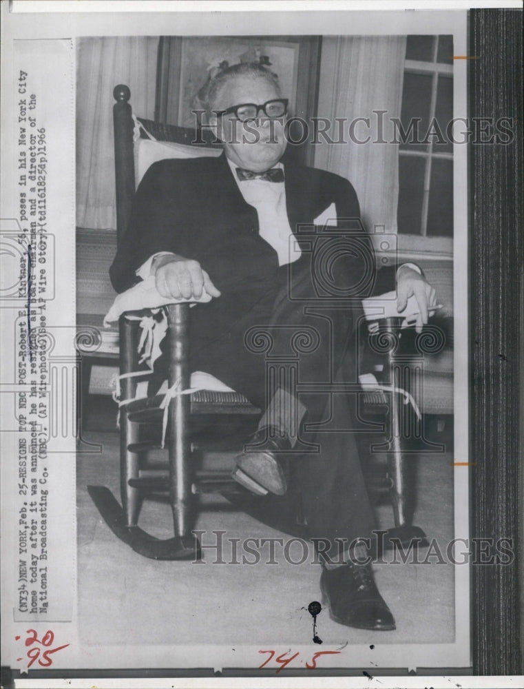 1966 Press Photo Robert E.Kintner Resigns NBC Post - Historic Images