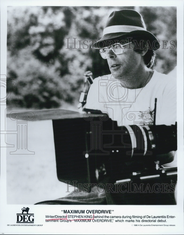 1986 Press Photo Author, Director Stephen King, Maximum Overdrive - Historic Images