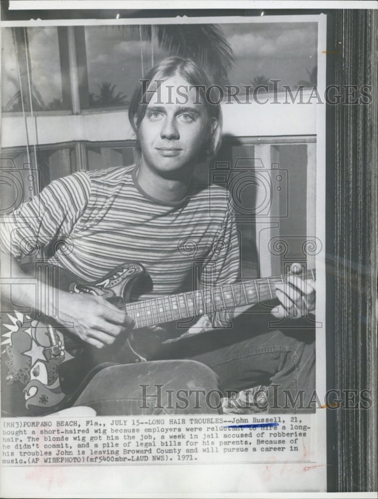 1971 Press Photo Musician John Russell Guitar Pompano Beach Florida - RSJ05619 - Historic Images