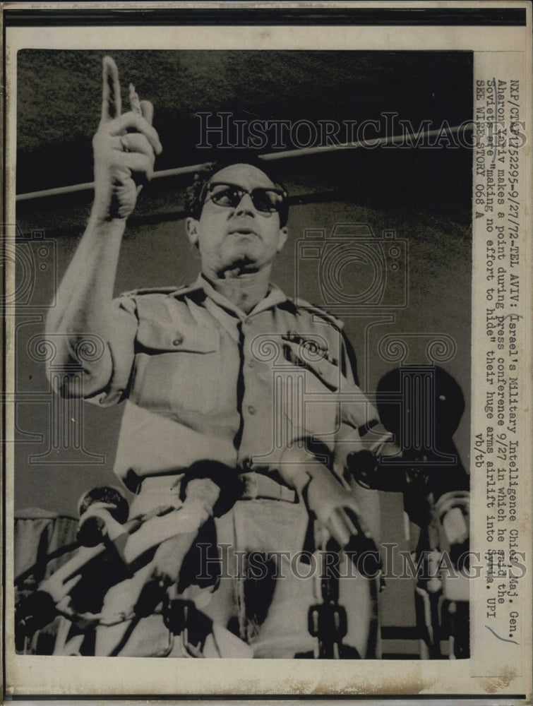 1972 Press Photo Israel&#39;s Military Intel. Chief Major Gen. Aharon Yariv - Historic Images