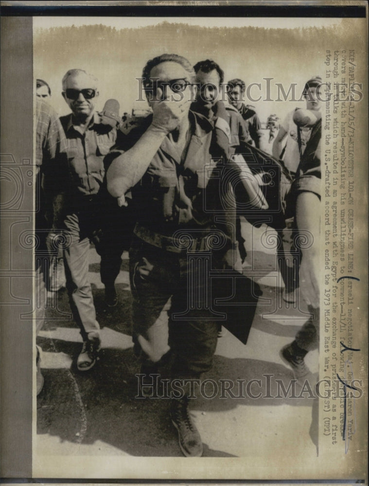 1973 Press Photo Israeli Negotiator Maj. Gen. Aharon Yariv - Historic Images