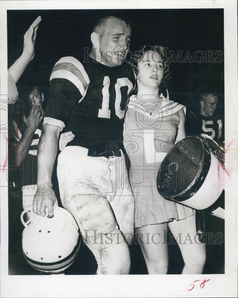 1961 High School Football Player Cheerleader-Historic Images