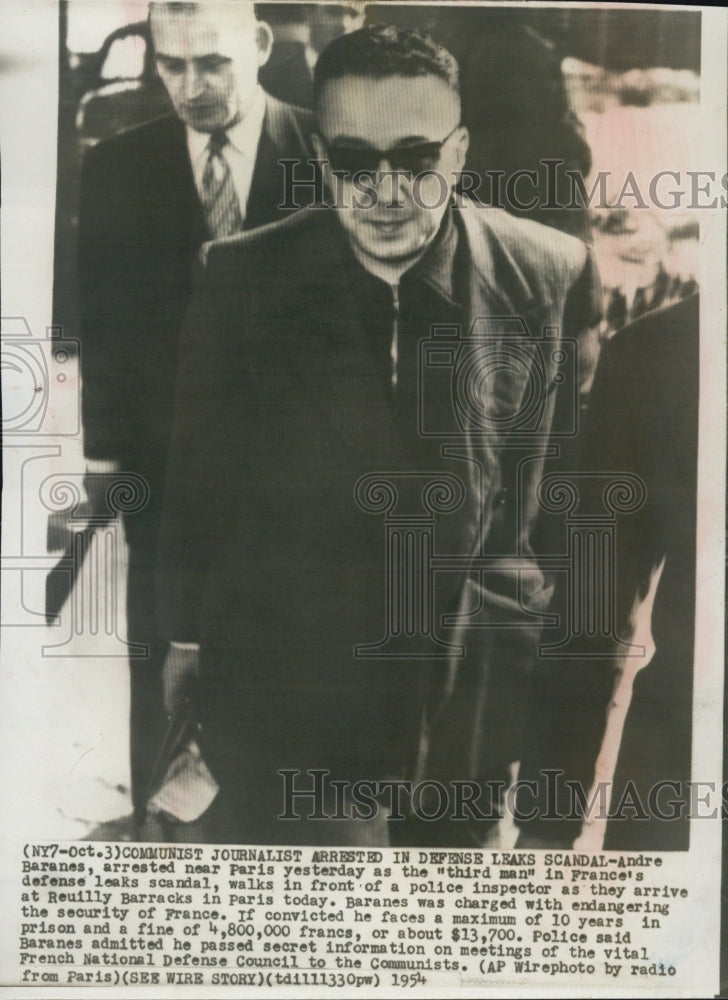 1954 Press Photo Andre Baranes Arrested In France Defense Leak Scandal - Historic Images