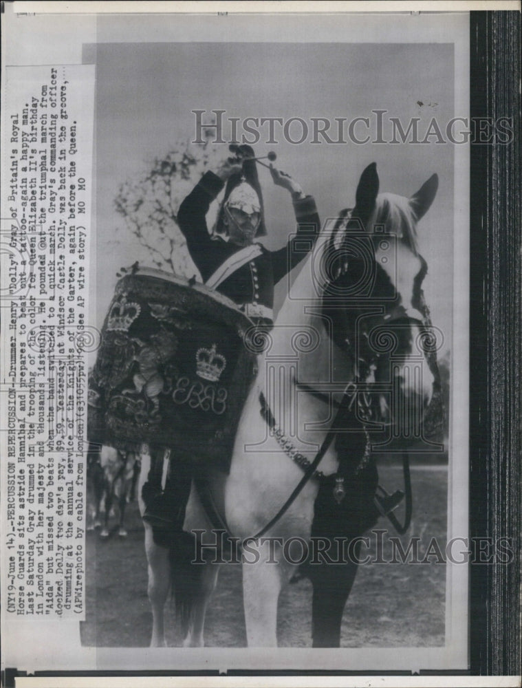 1966 Press Photo Drummer Henry Gray of Britain&#39;s Royal horse Guards - RSJ05807 - Historic Images