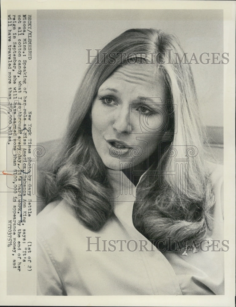 1974 Press Photo  Rebecca Ann King, Miss America - Historic Images