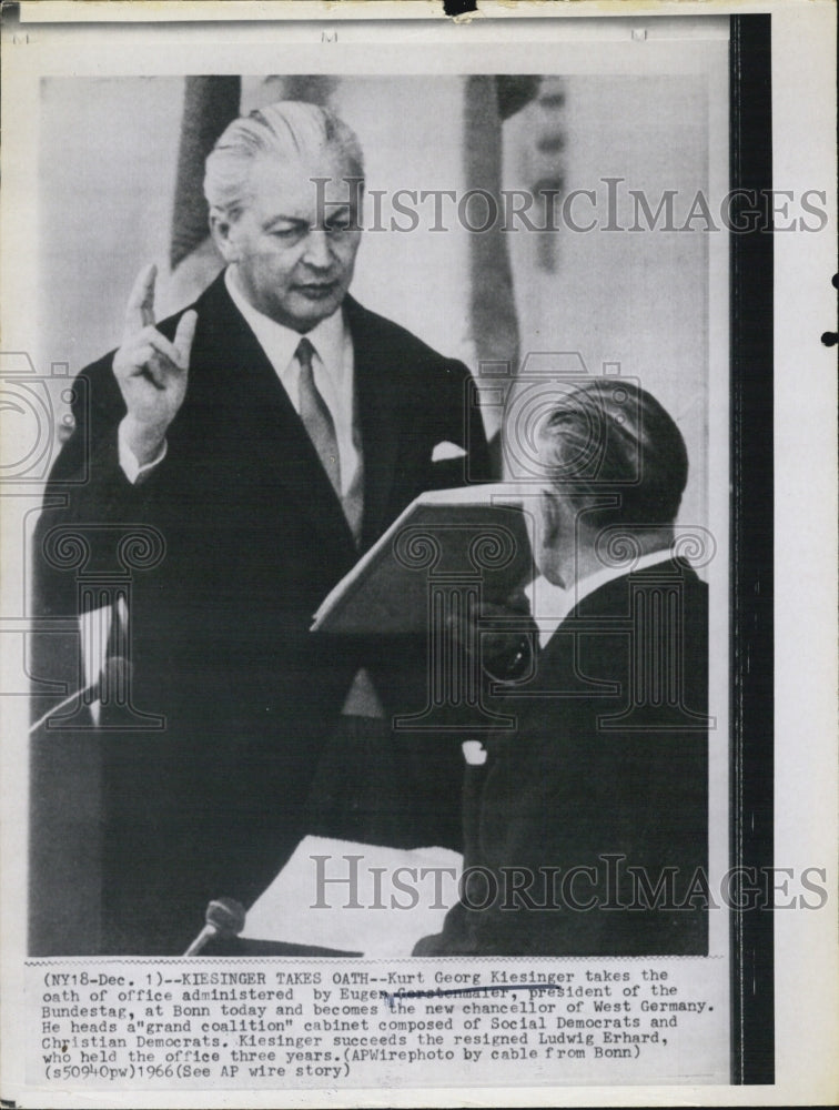 1966 Press Photo German Chancellor Kurt Georg Kiesinger &amp; Eugen Gerstenmaier - Historic Images