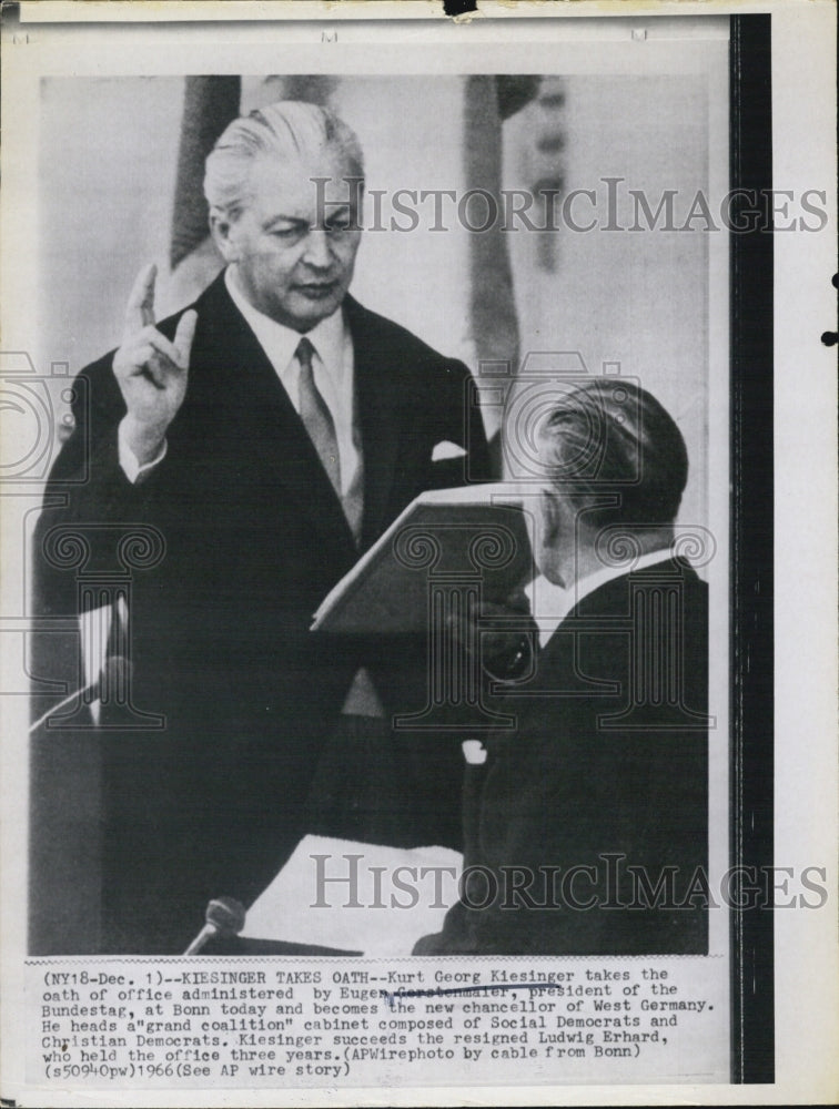 1966 Press Photo German Chancellor Kurt Georg Kiesinger & Eugen Gerstenmaier - Historic Images