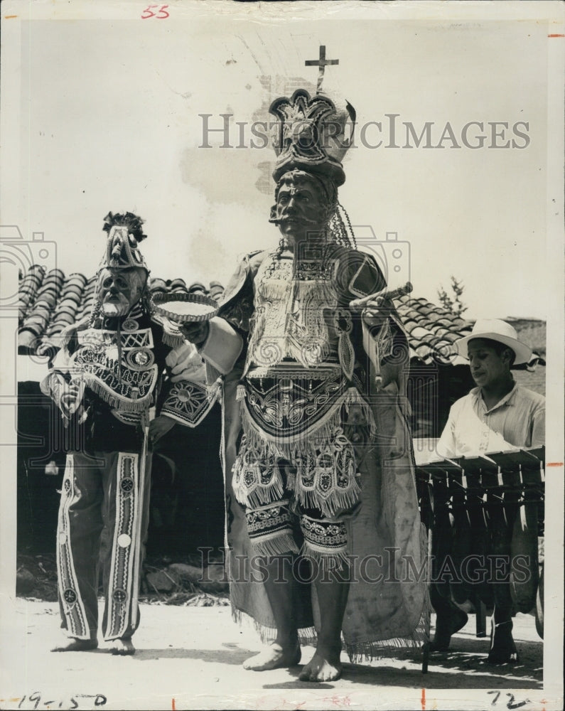 1970 Guatemalans Don Ornate costumes re-enact Spanish Conquest-Historic Images