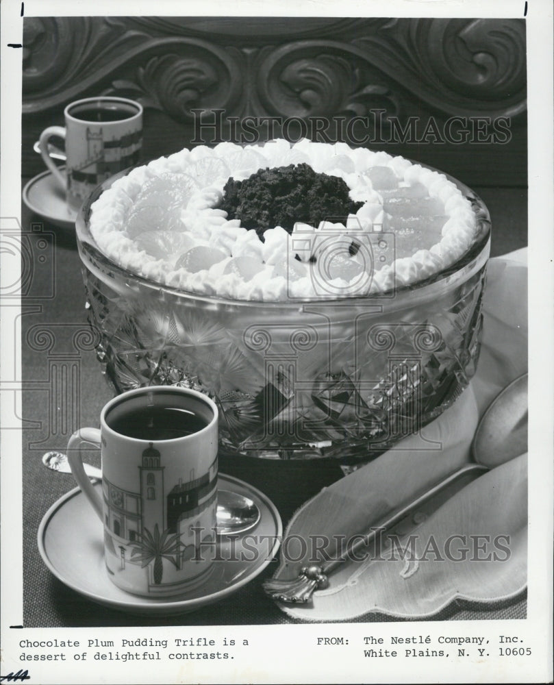 1974 Press Photo Chocolate Plum Pudding Trifle Dessert - RSJ06853 - Historic Images