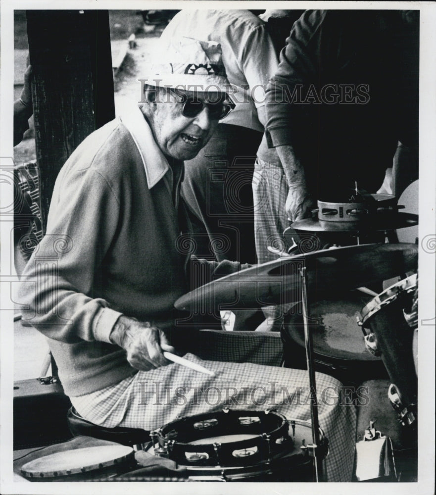 1981 Bob Finley Playing Drums-Historic Images