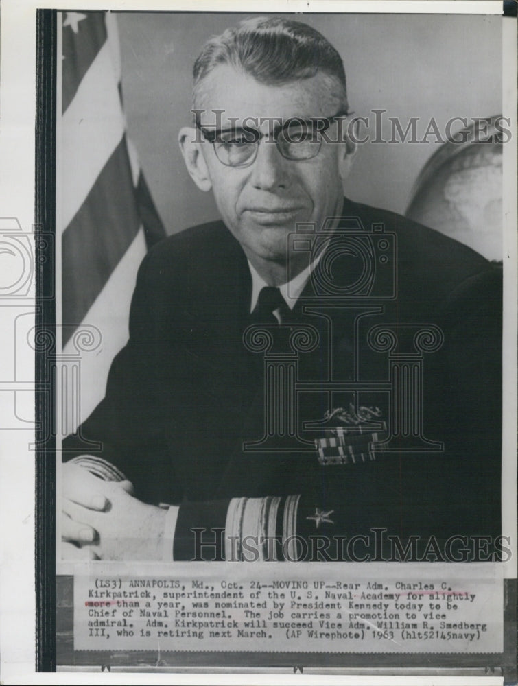 1963 Press Photo Rear Admiral Charles C. Kirkpatrick - Historic Images
