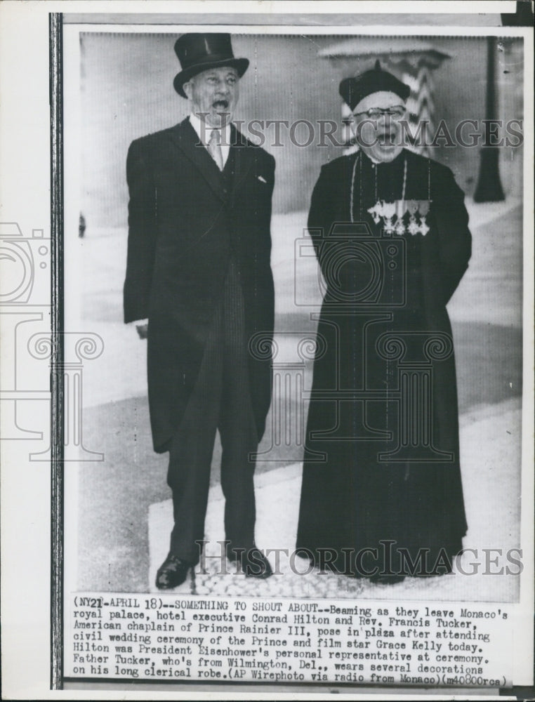 Press Photo Conrad Hilton &amp; Rev Francis Tucker - Historic Images