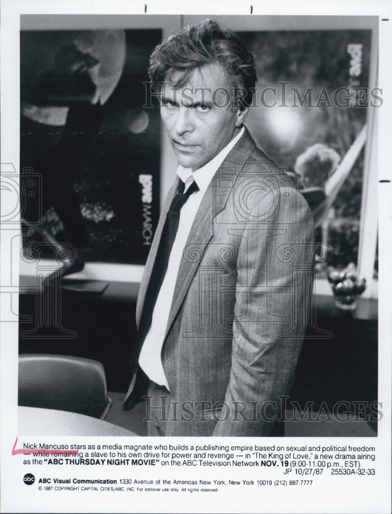 1987 Press Photo Nick Mancuso in &quot;The King of Love&quot; - RSJ08143 - Historic Images