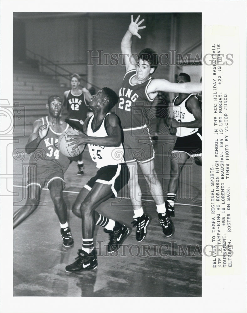 1991 Press Photo Basketball Kings Travis Eltzroth Lorenzo Backfisher - RSJ08845 - Historic Images