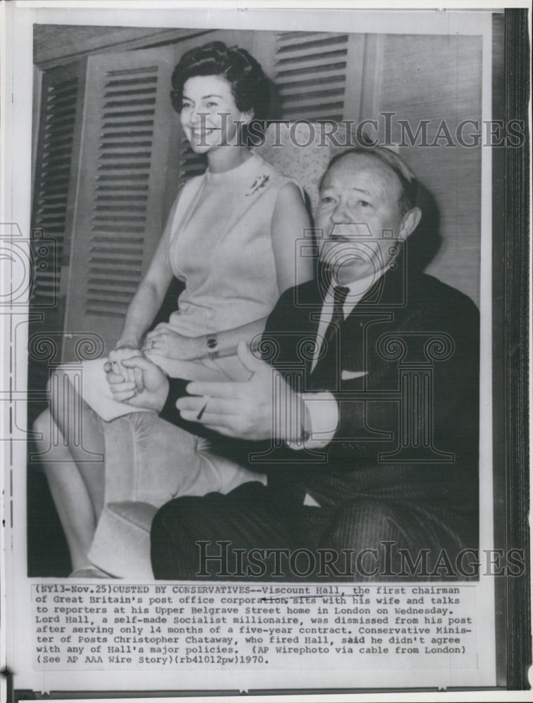 1970 Press Photo Viscount Hall Great Britain Post Office Corporation President - Historic Images