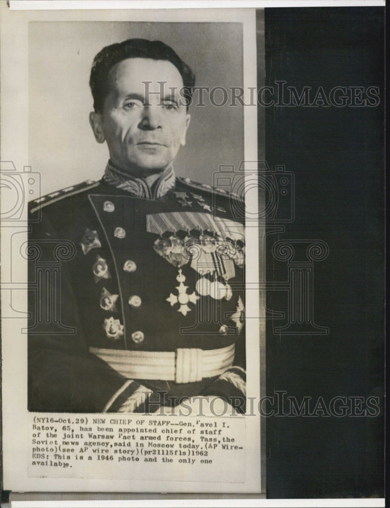 1962 General Pavel Batov Chief of Staff Warsaw Armed Forces-Historic Images