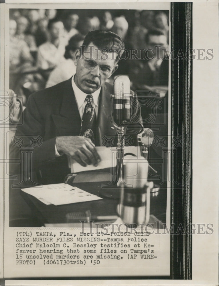 1950 Tampa Police Chief Malcolm Beasley Testifying Over Missing File-Historic Images