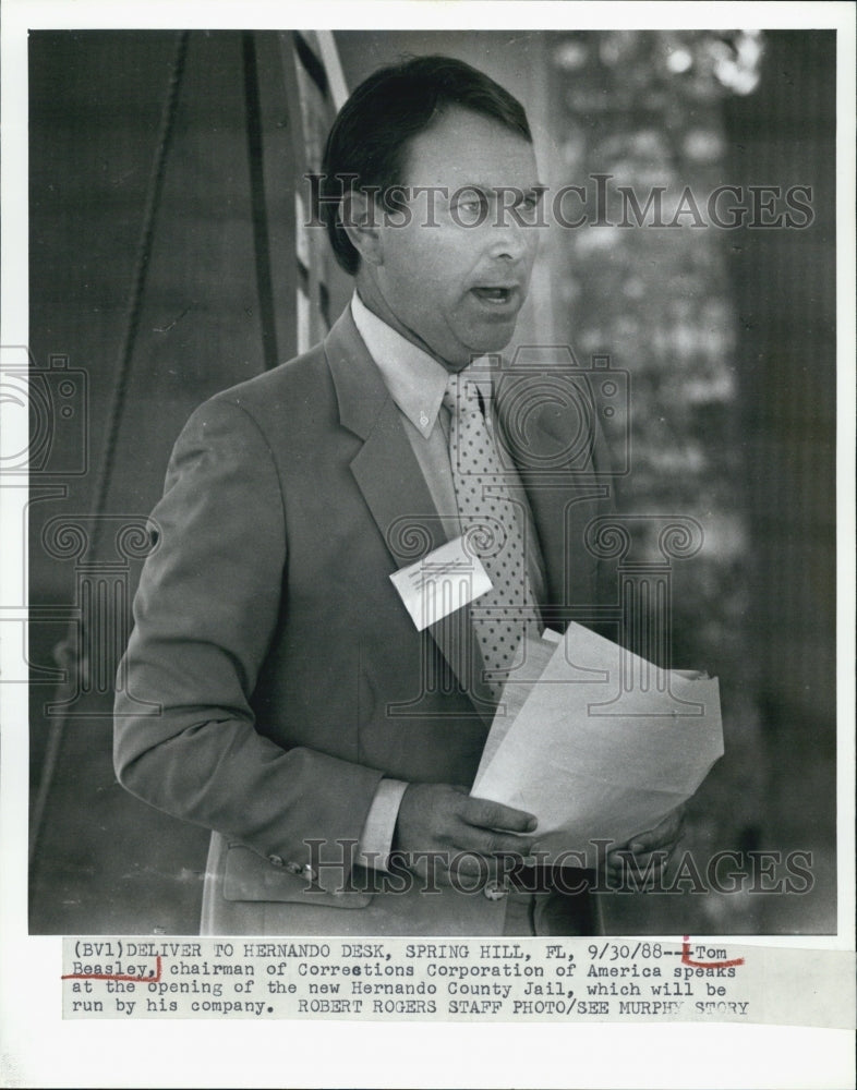 1988 Tom Beasley,chairman of Corrections Corp of America - Historic Images