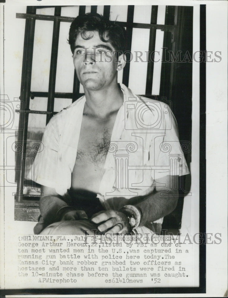 1952 Press Photo George Arthur Heroux Bank Robber - RSJ10095 - Historic Images