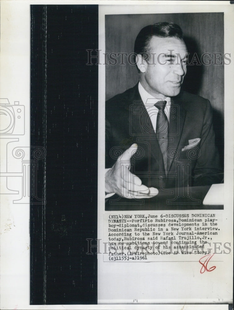 1961 Press Photo Dominican Diplomat Porfirio Rubirosa - RSJ10339 - Historic Images