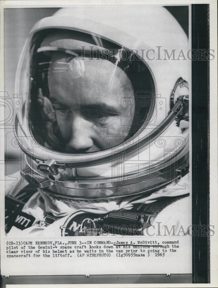 1965 Press Photo Astronaut James A. McDivitt, command pilot of Gemini 4 - Historic Images