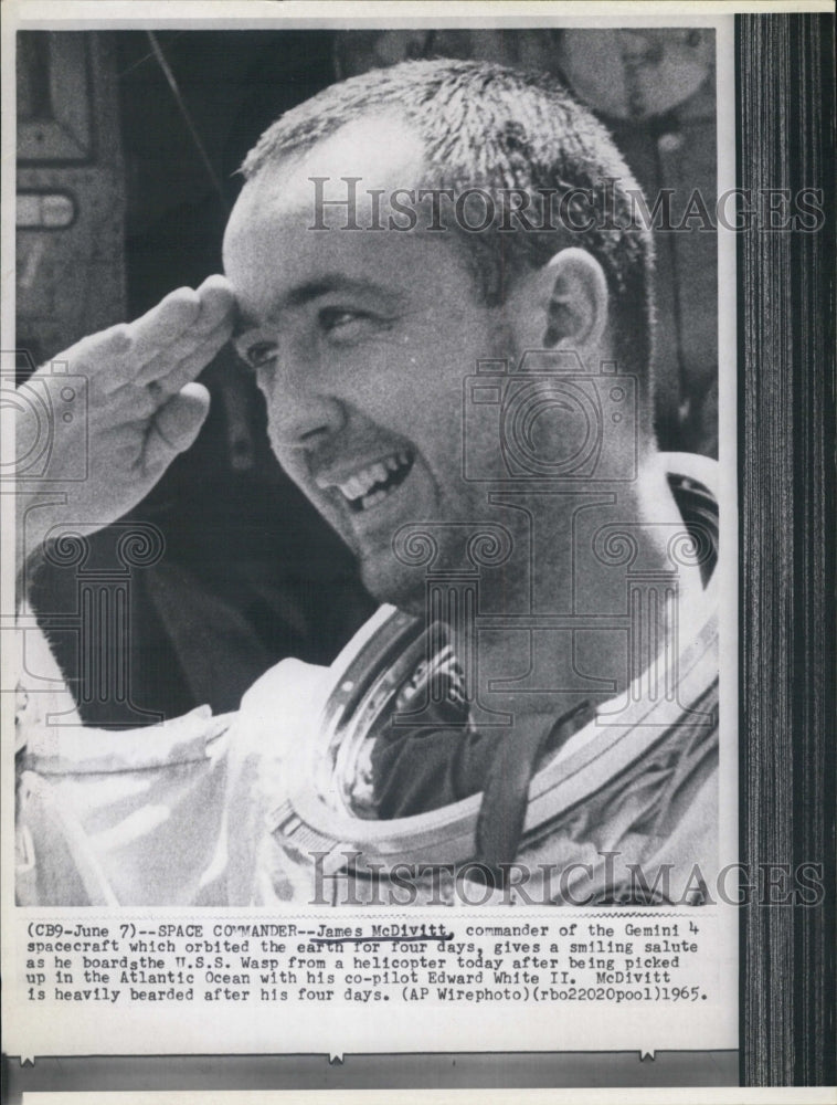 1965 Press Photo James McDivitt Commander Gemini 4 Spacecraft - RSJ10357 - Historic Images