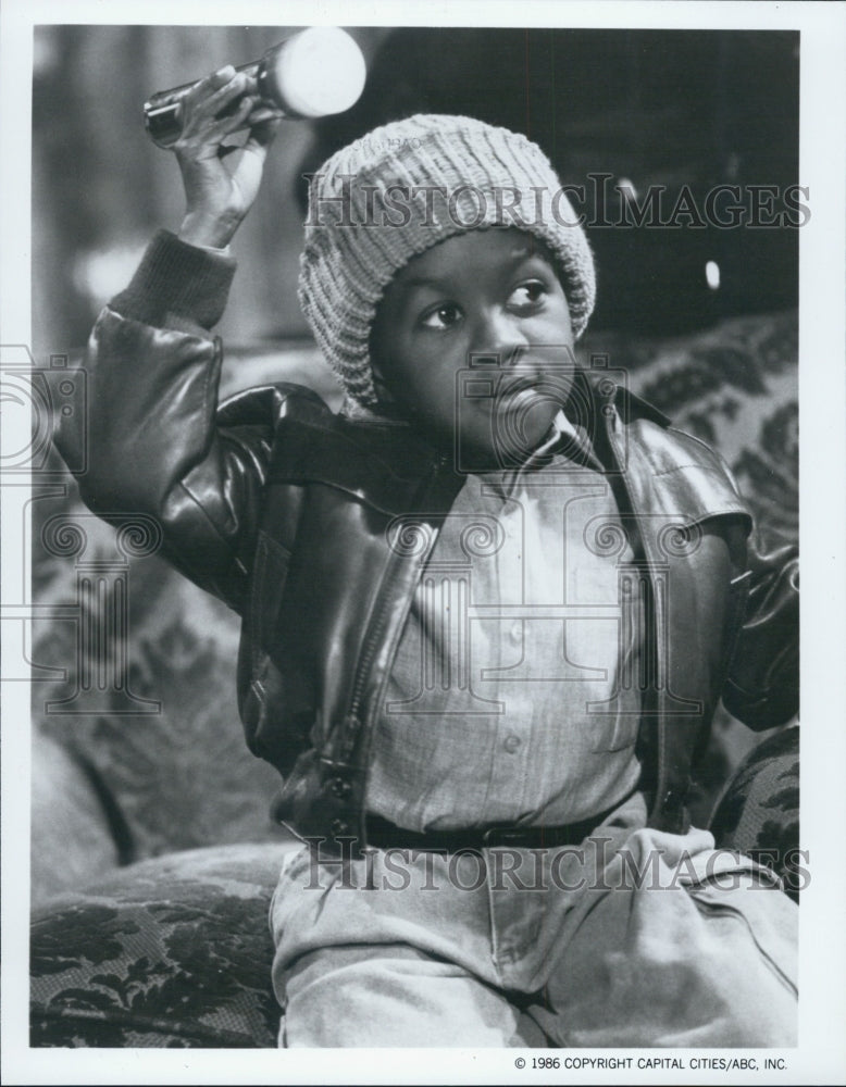 1986 Press Photo Actor Emmanuel Lewis on &quot;Wesbtser&quot; - Historic Images