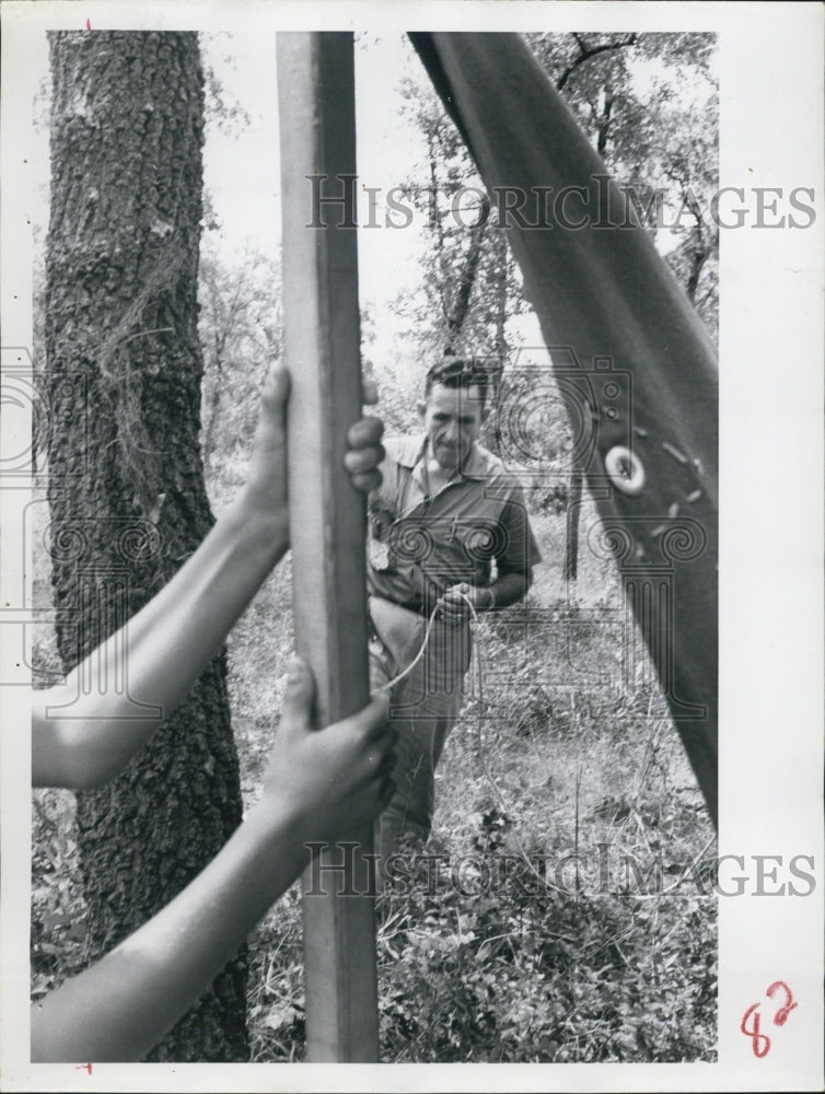 1953 Press Photo Scoutmaster Frank McKinley Camping Outdoors - RSJ10659 - Historic Images