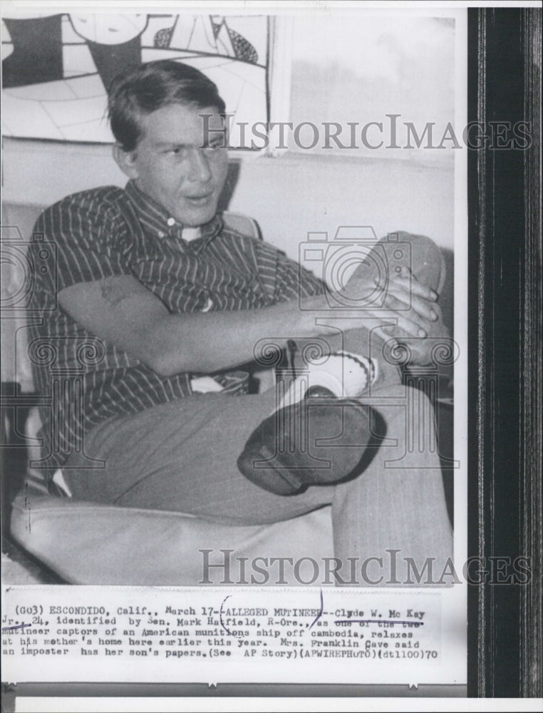 1970 Press Photo Alleged Mutineer Clyde W McKay Jr, American Munitions Ship - Historic Images