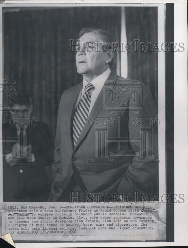 1970 Press Photo Louisiana Gov. John McKeithen Opposing State Funds for Busing - Historic Images